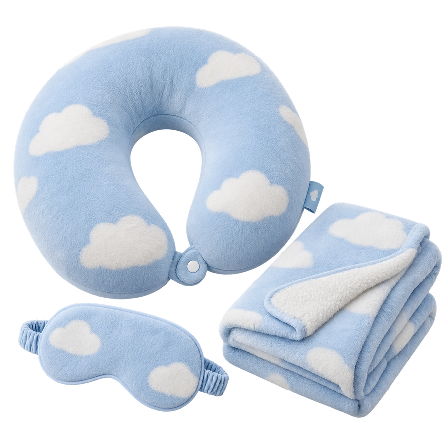 Eye Mask, Neck Pillows and Blanket Collection